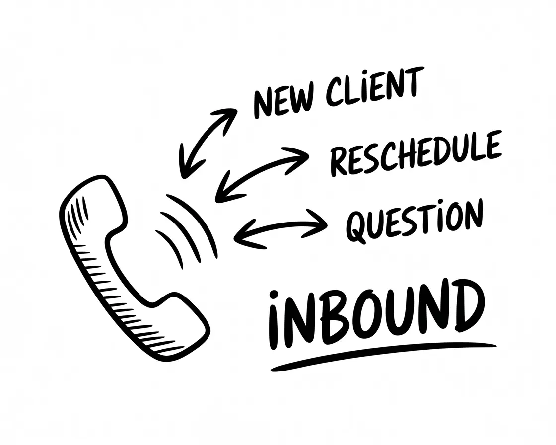 Fixing inbound calls - phone with arrows pointing inward